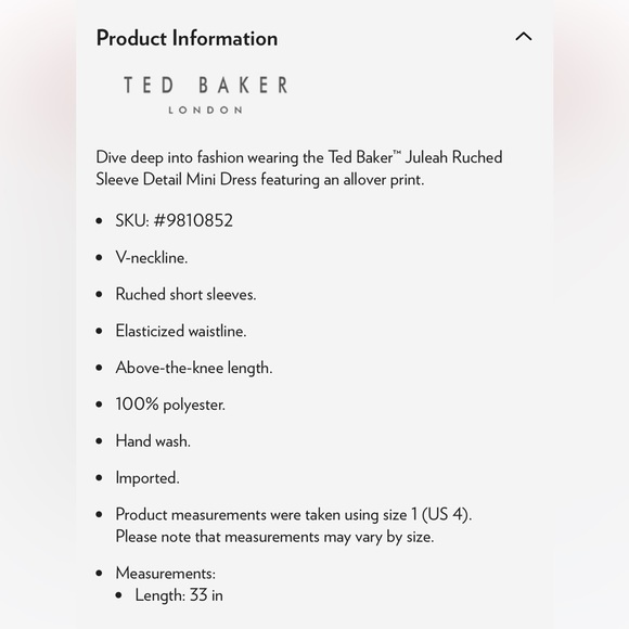 NWT Ted Baker London Juleah Ruched Sleeve Detail Mini Dress. $295 - Picture 6 of 11